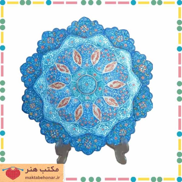 بشقاب تزیینی مینای مس کاردست شیراز-محصولات دست بافت مکتب هنر شیراز