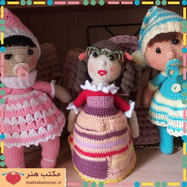 عروسک قلاب بافی دست بافت شیراز-محصولات دست بافت مکتب هنر شیراز