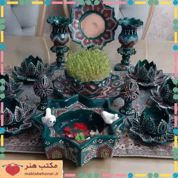 هفت سین نقطه کوبی کاردست شیراز-محصولات دست بافت مکتب هنر شیراز