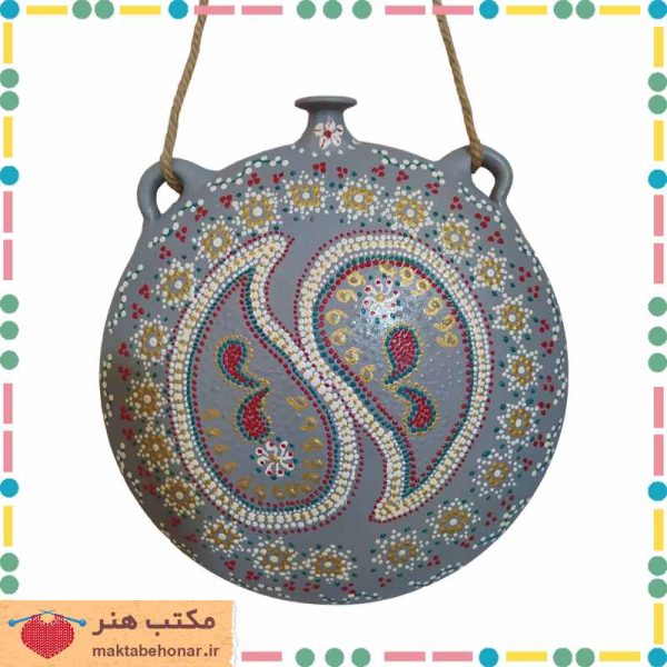 کشکول نقطه کوبی کاردست شیراز-محصولات دست بافت شیراز مکتب هنر شیراز