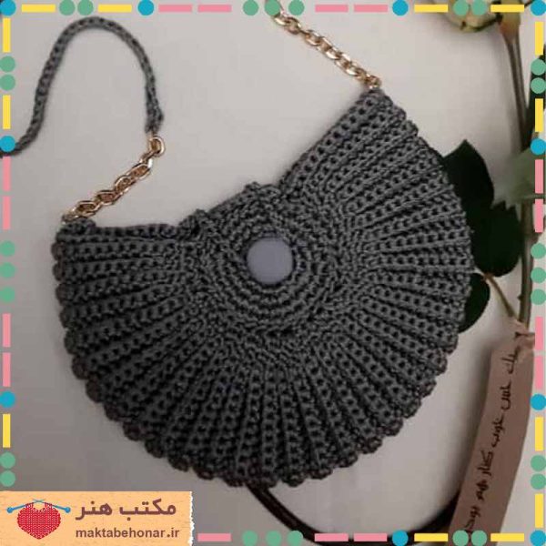 کیف دست بافت دخترانه مکرومه بافی شیراز-محصولات دستبافت مکتب هنر شیراز