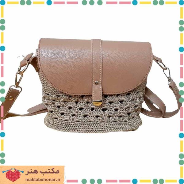 کیف دست بافت دخترانه مکرومه بافی شیراز-محصولات دست بافت مکتب هنر شیراز